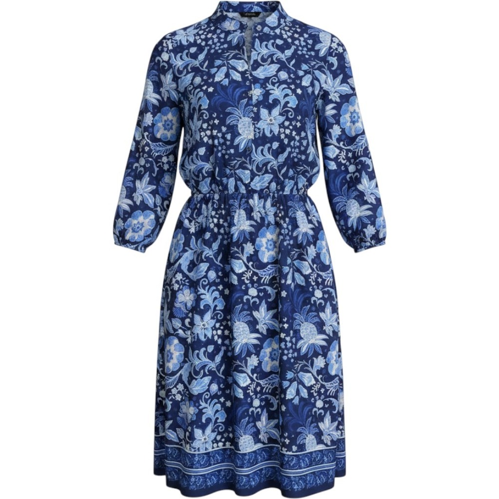 Talbots Petite Blue Floral Cotton Shirt Dress Tie Waist Pockets 10P VN5084